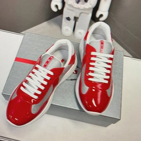 Prada Men’s White And Red Sneakers